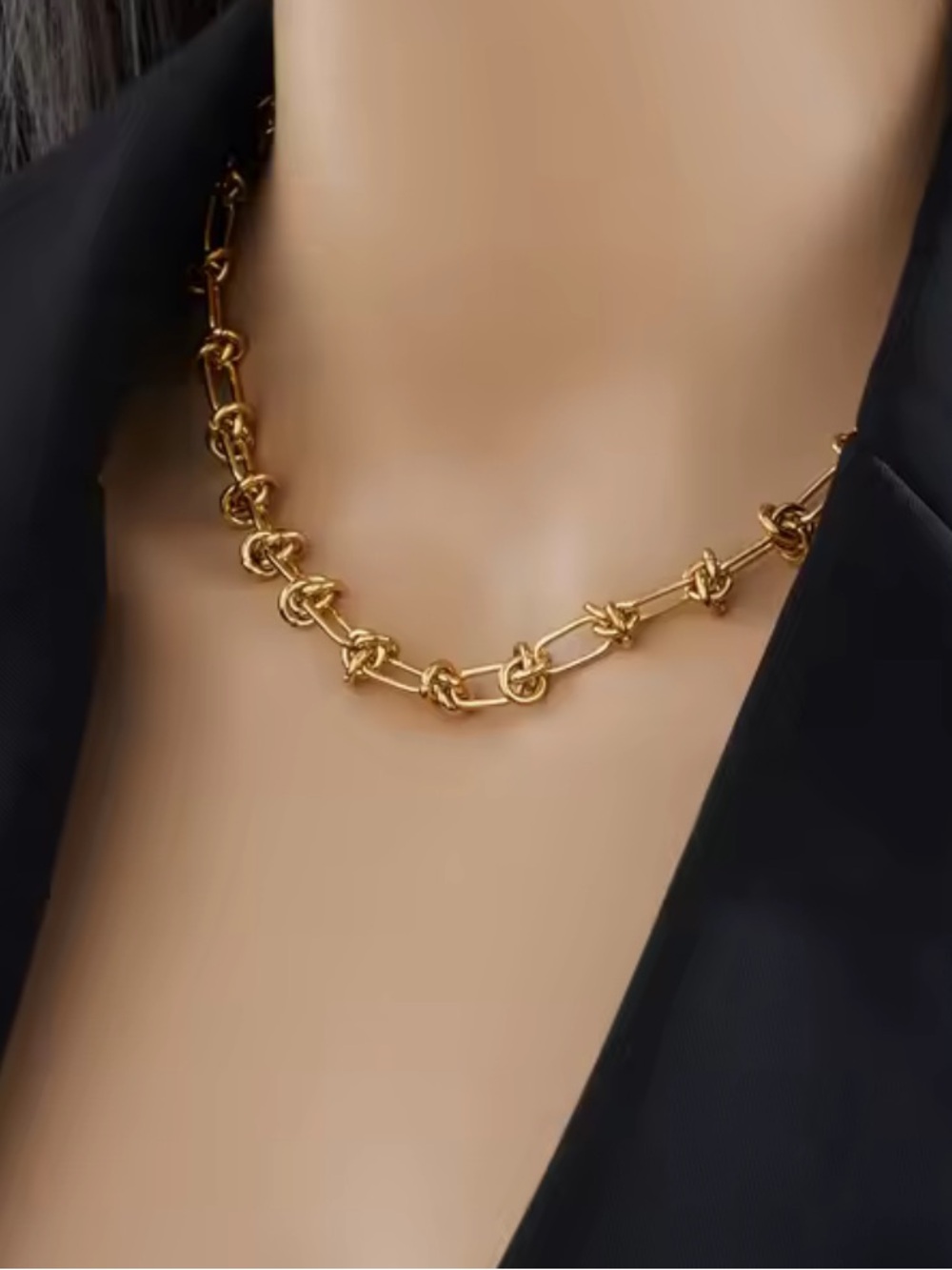 Anthropologie Gold Knot-Link Choker Necklace
